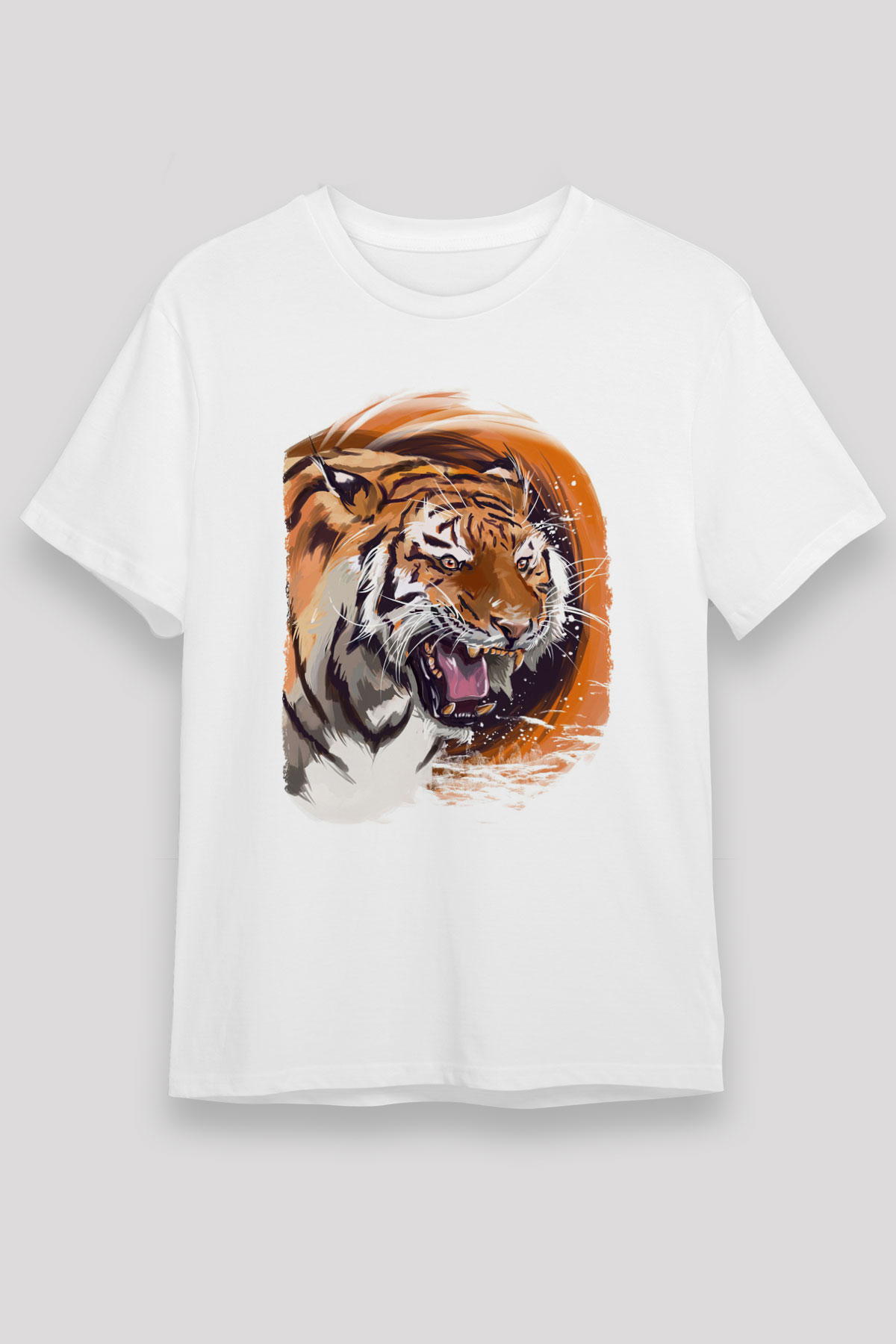 Kaplan Beyaz Unisex Tişört T-Shirt - TişörtFabrikası