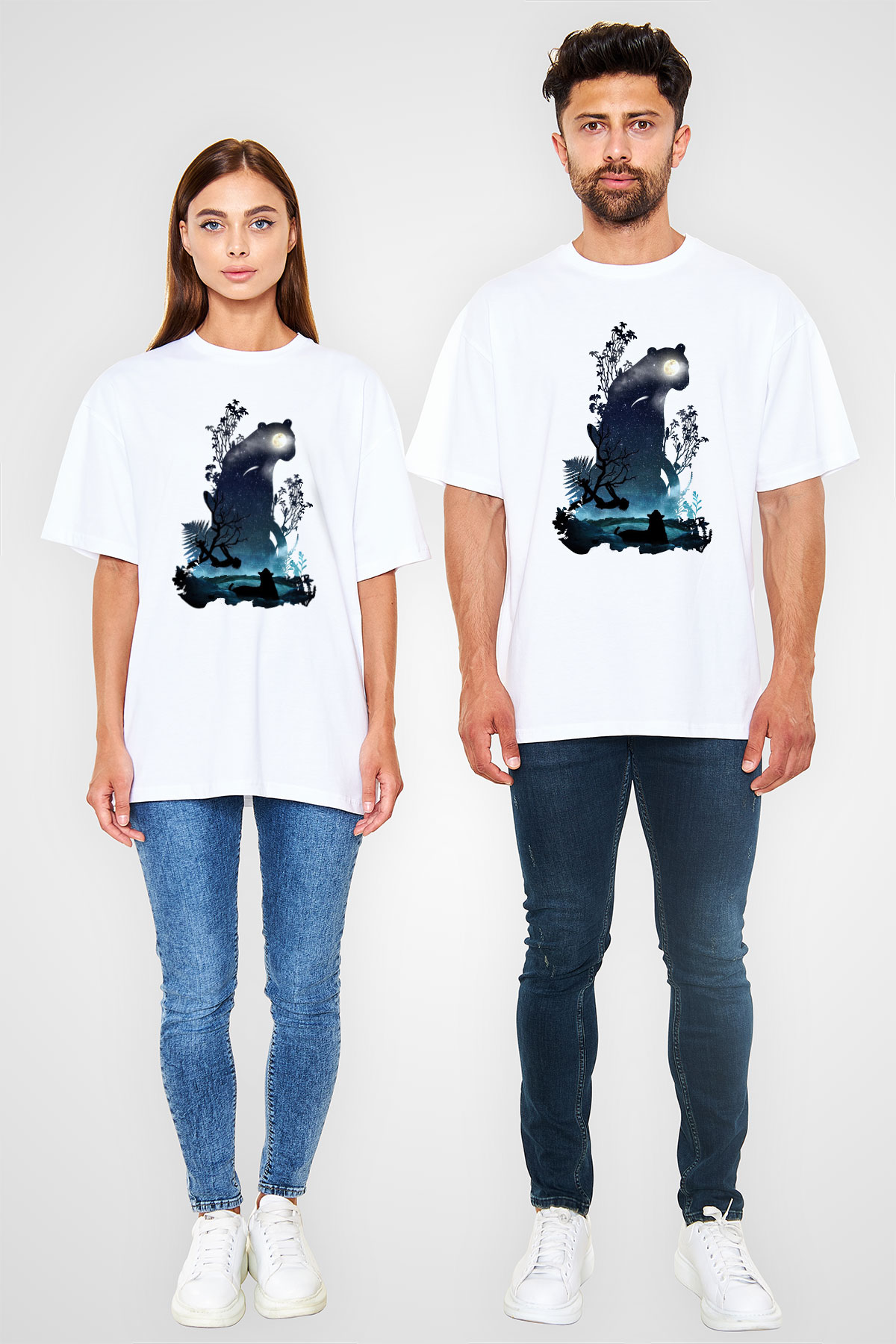 Kaplan Beyaz Oversize Tişört Oversize T-shirt - TişörtFabrikası