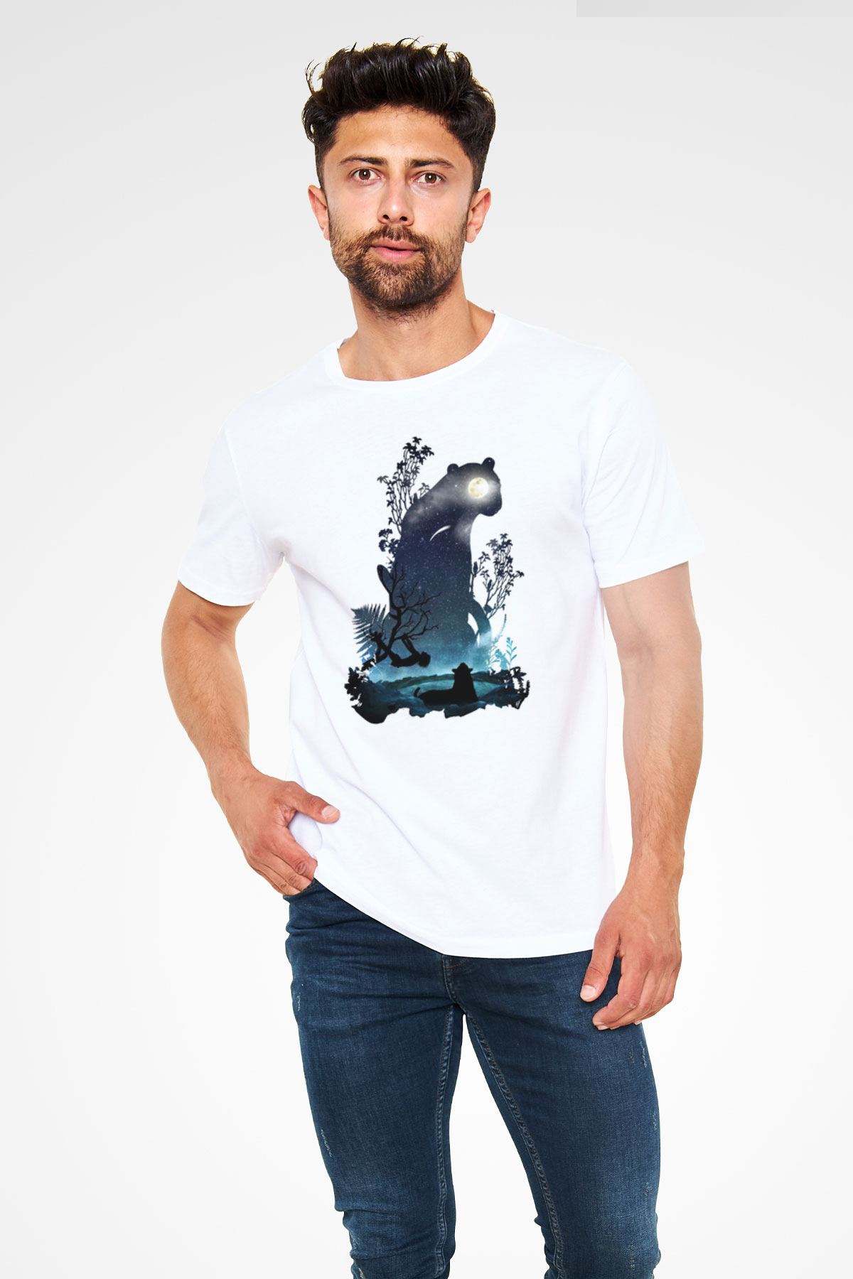 Kaplan Beyaz Unisex Tişört T-Shirt - TişörtFabrikası