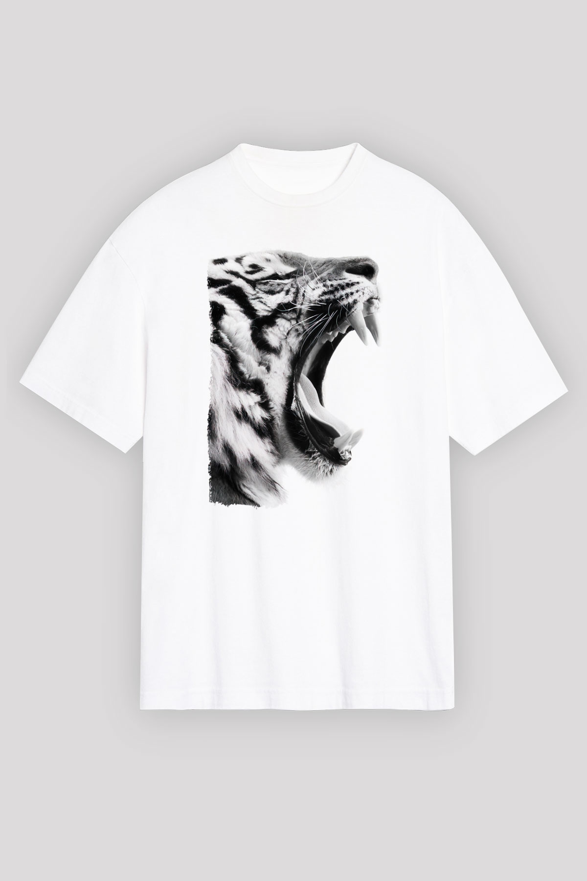 Kaplan Beyaz Oversize Tişört Oversize T-shirt - TişörtFabrikası