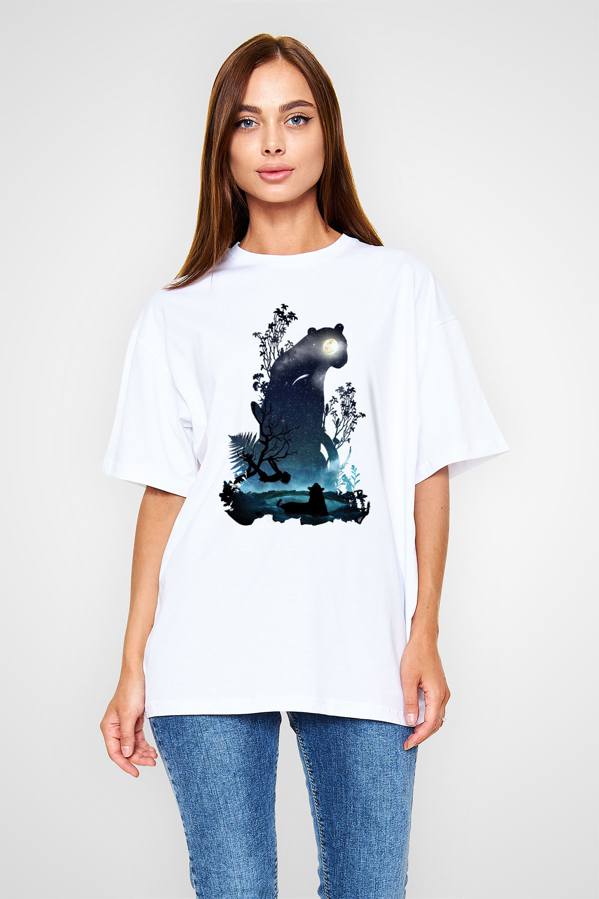 Kaplan Beyaz Oversize Tişört Oversize T-shirt - TişörtFabrikası