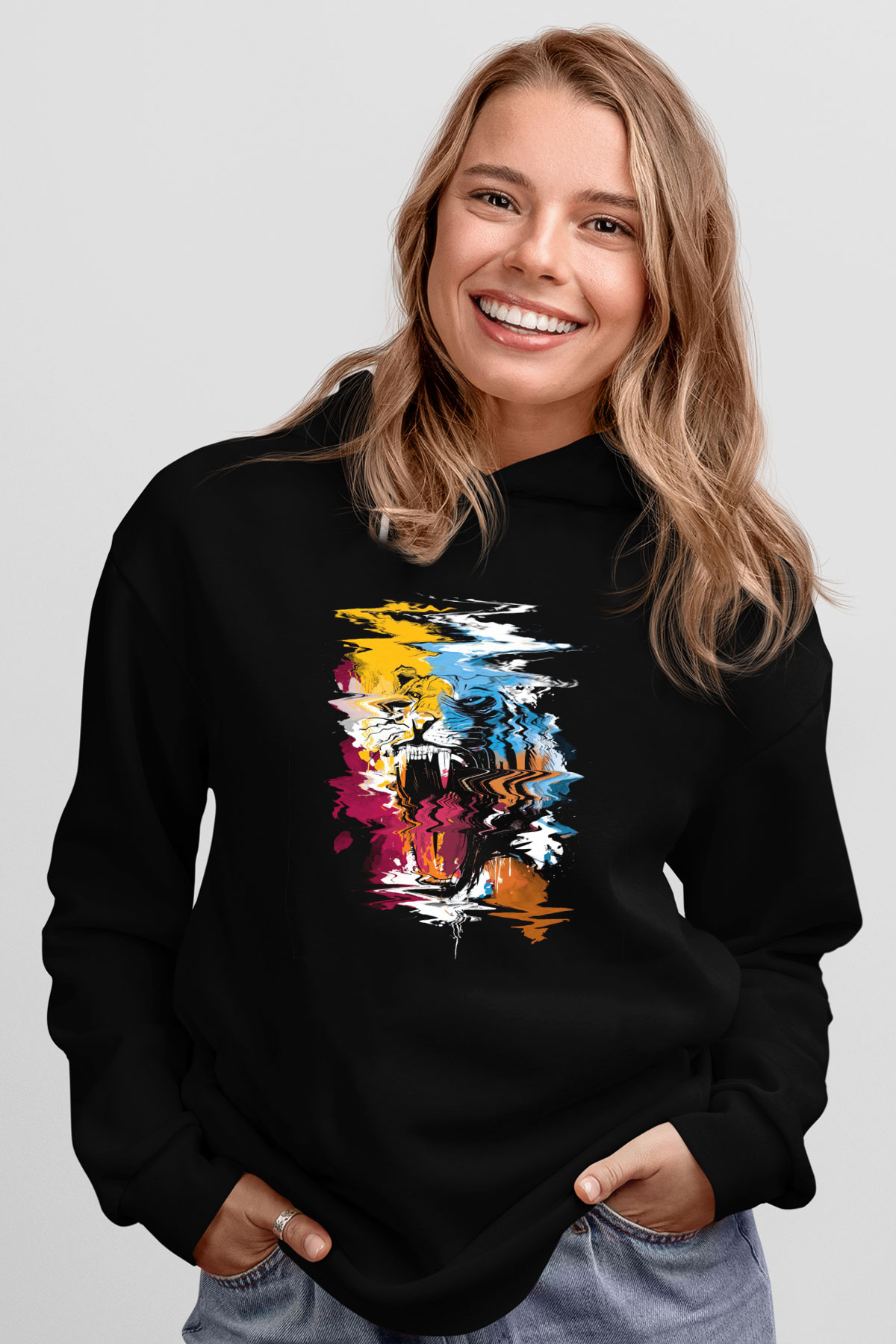 Kaplan Siyah Unisex Hoodie
