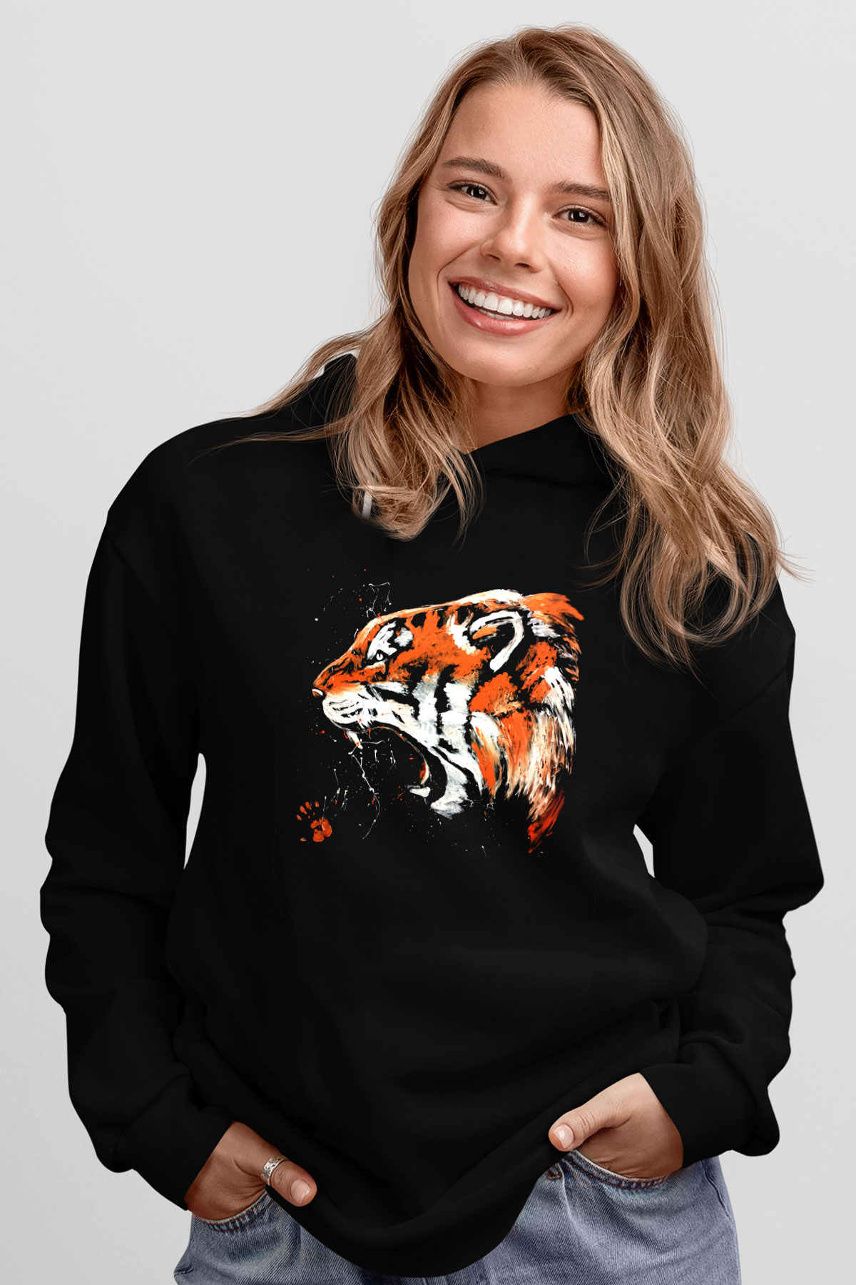Kaplan Siyah Unisex Hoodie