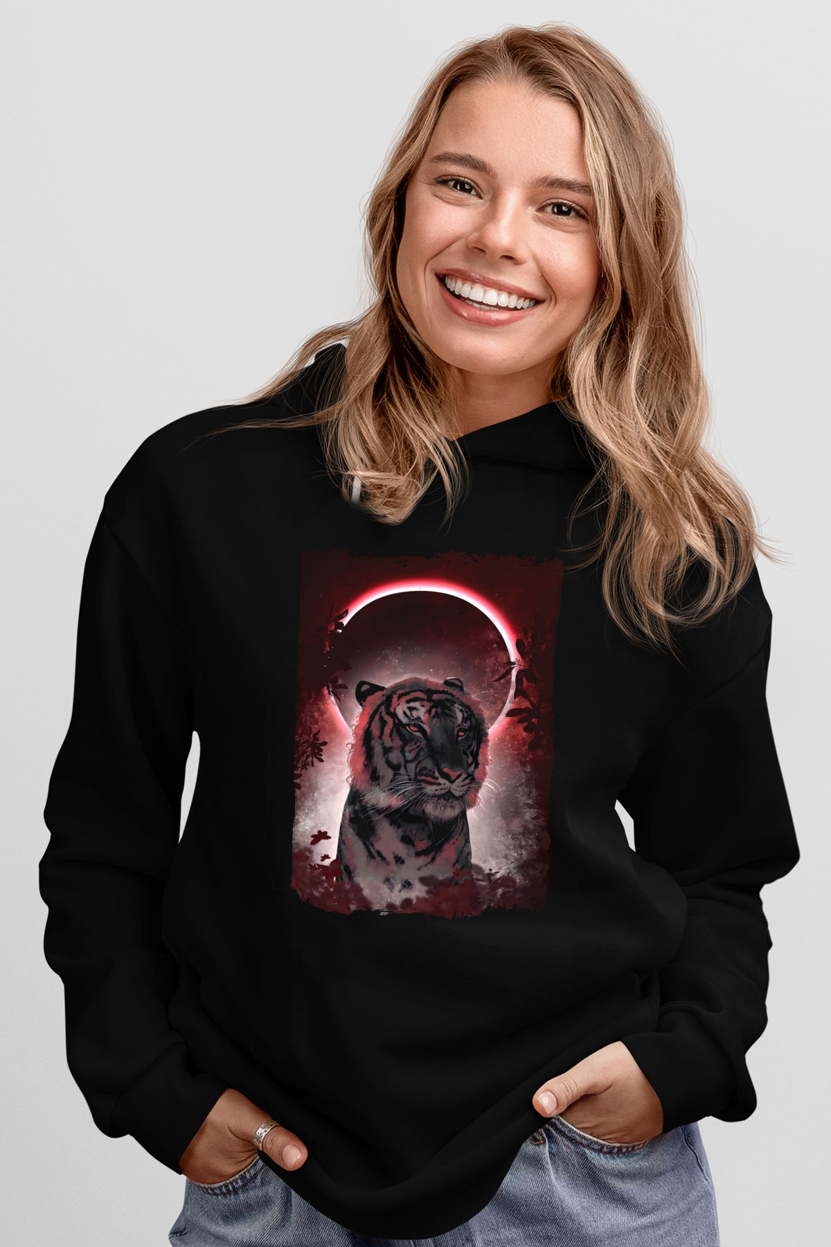 Kaplan Siyah Unisex Hoodie