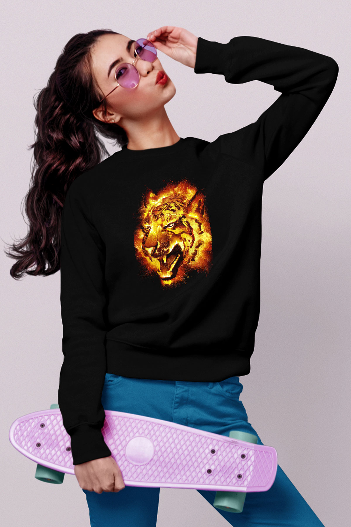 Kaplan Siyah Unisex Sweatshirt