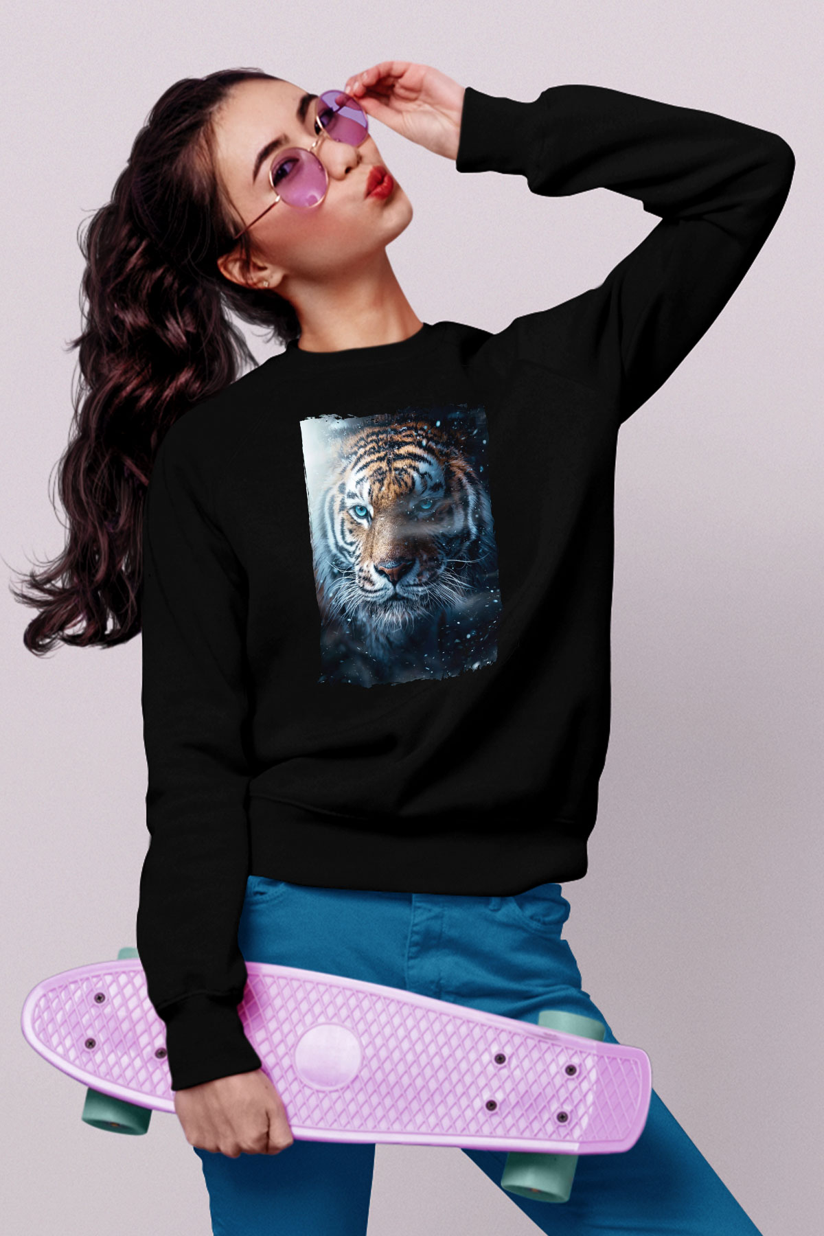 Kaplan Siyah Unisex Sweatshirt