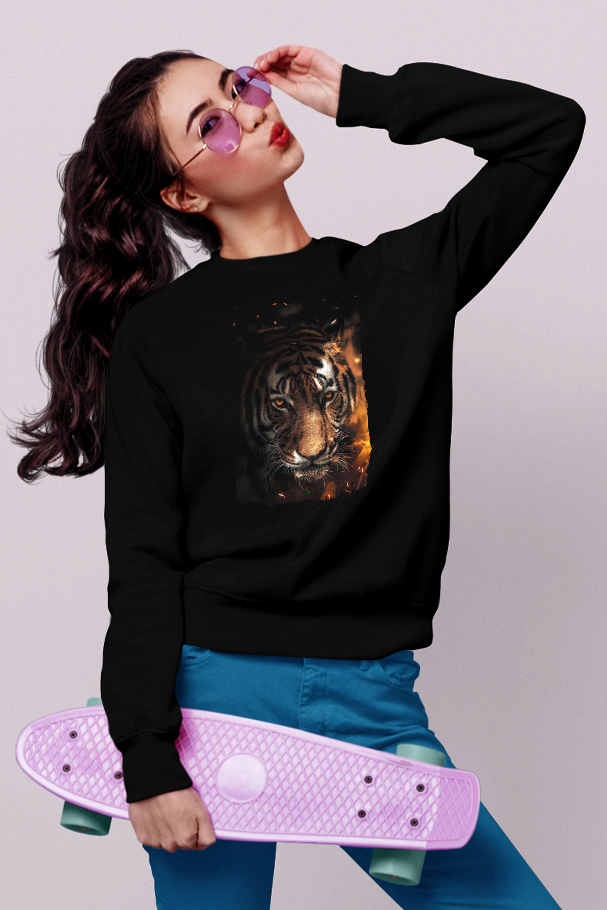 Kaplan Siyah Unisex Sweatshirt