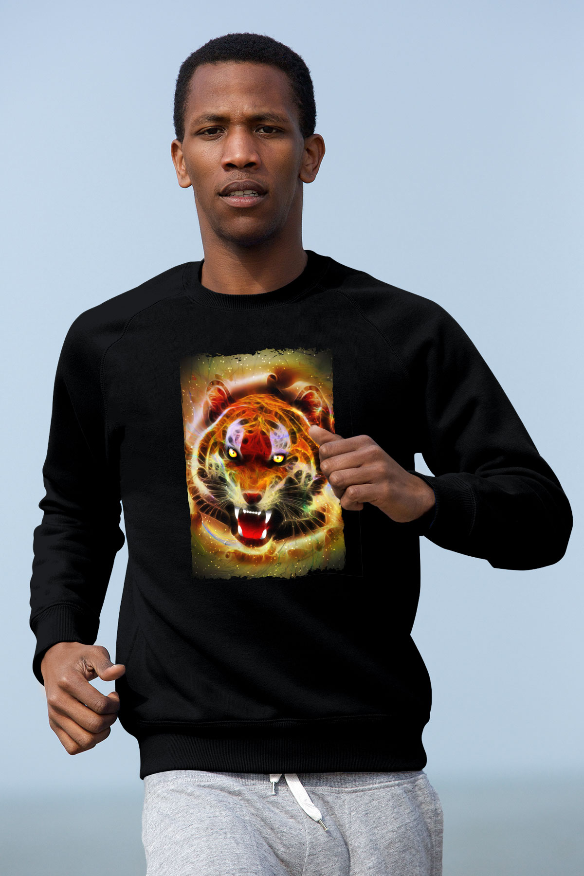 Kaplan Siyah Unisex Sweatshirt