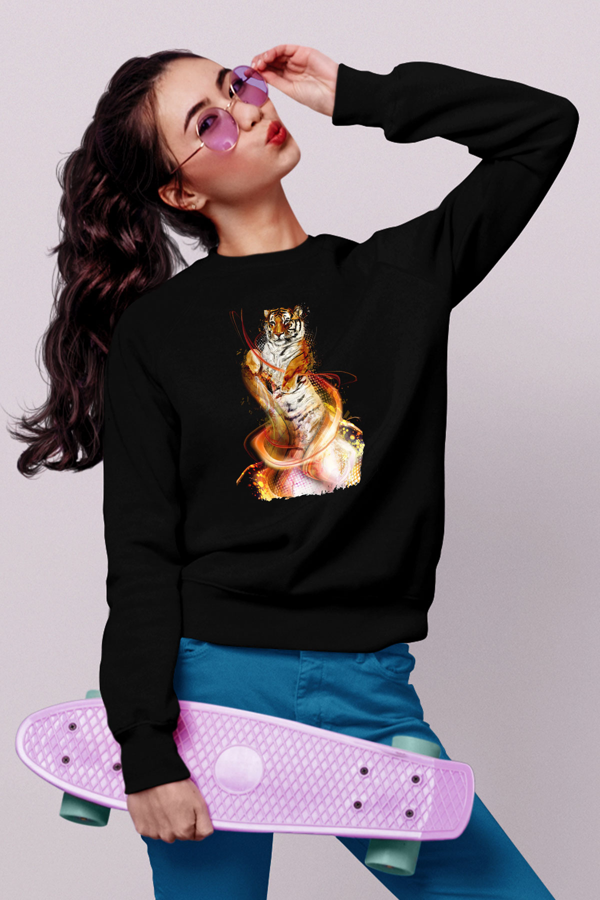 Kaplan Siyah Unisex Sweatshirt