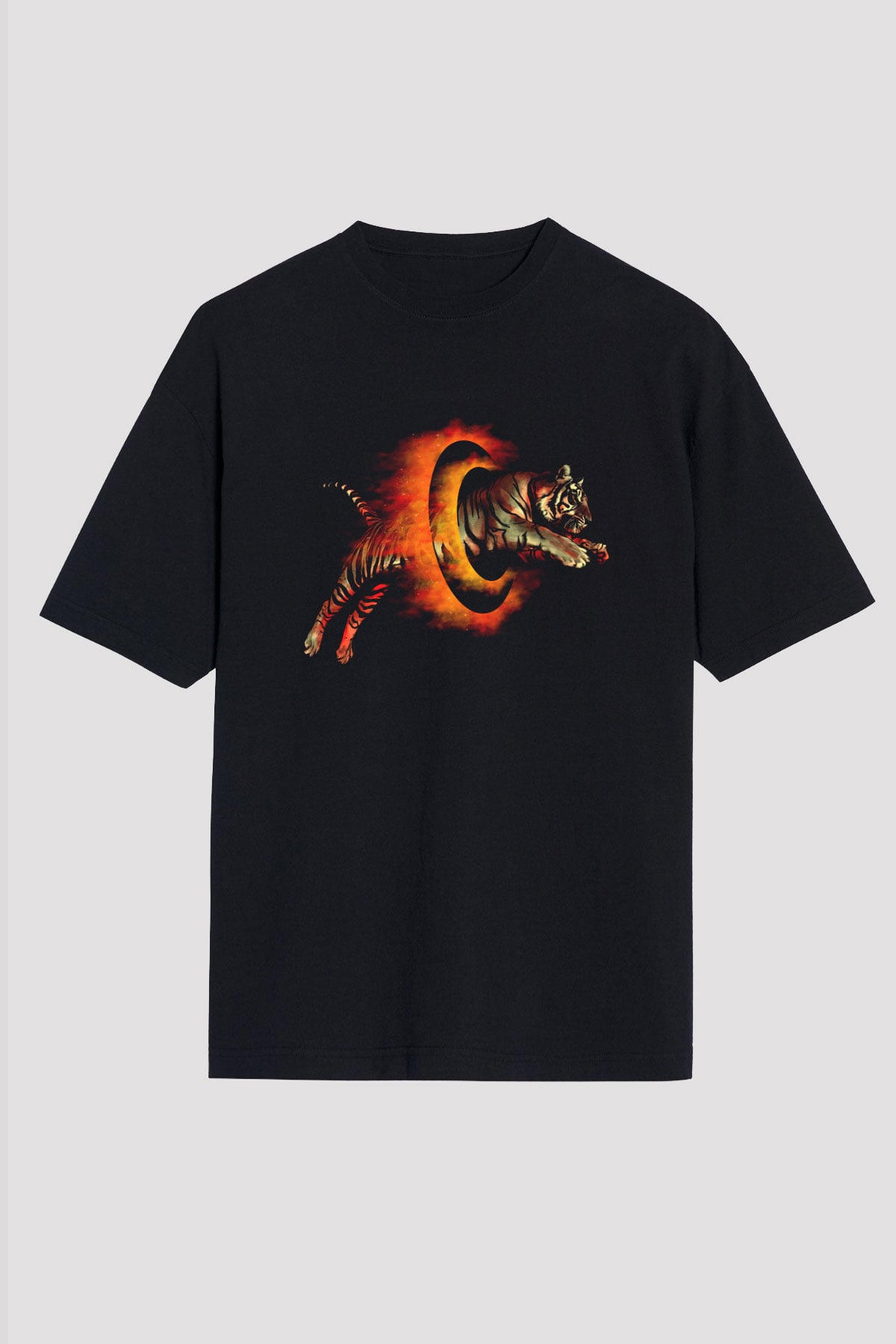 Kaplan Siyah Oversize Tişört Oversize T-shirt - TişörtFabrikası