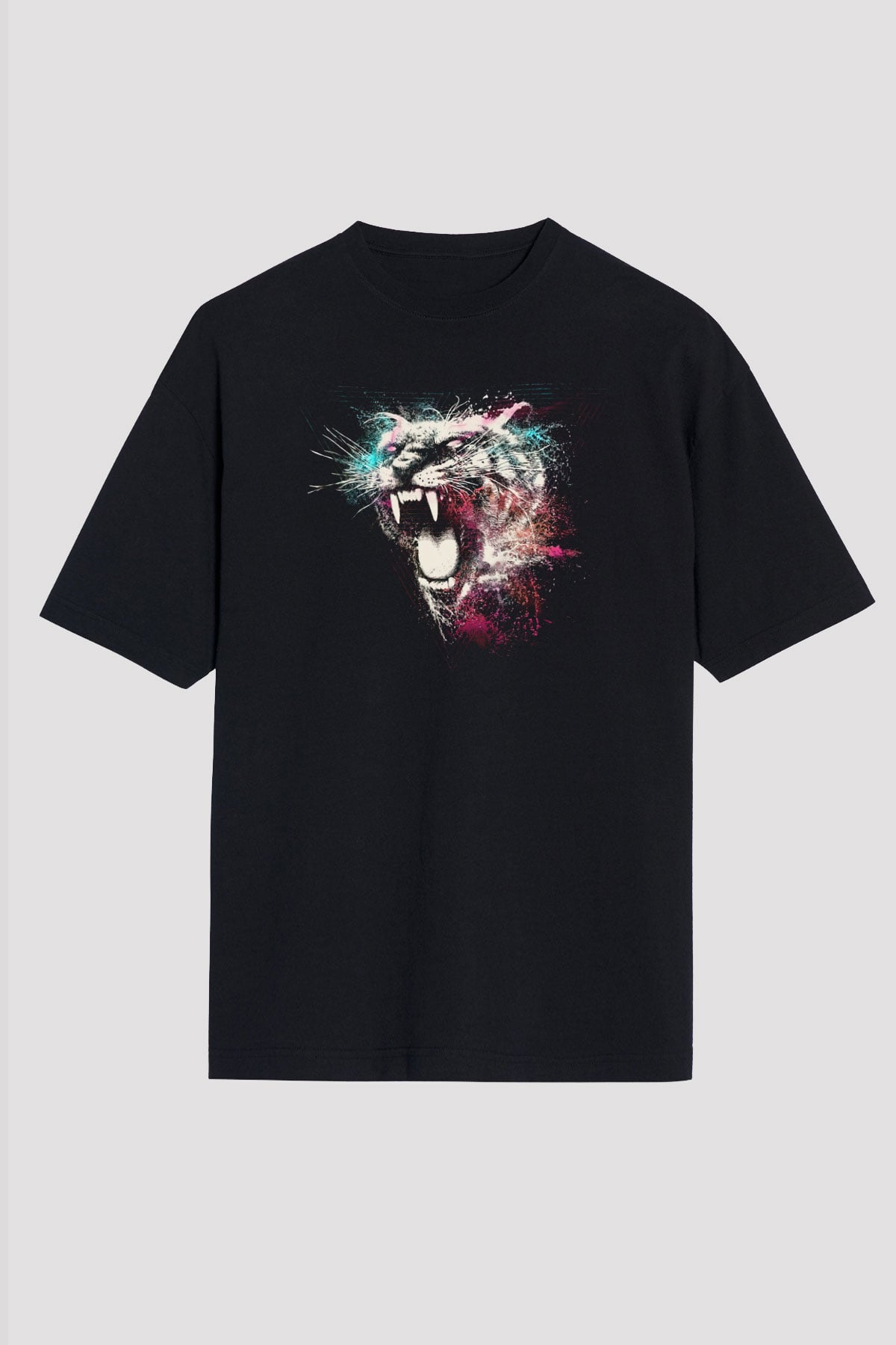 Kaplan Siyah Oversize Tişört Oversize T-shirt - TişörtFabrikası