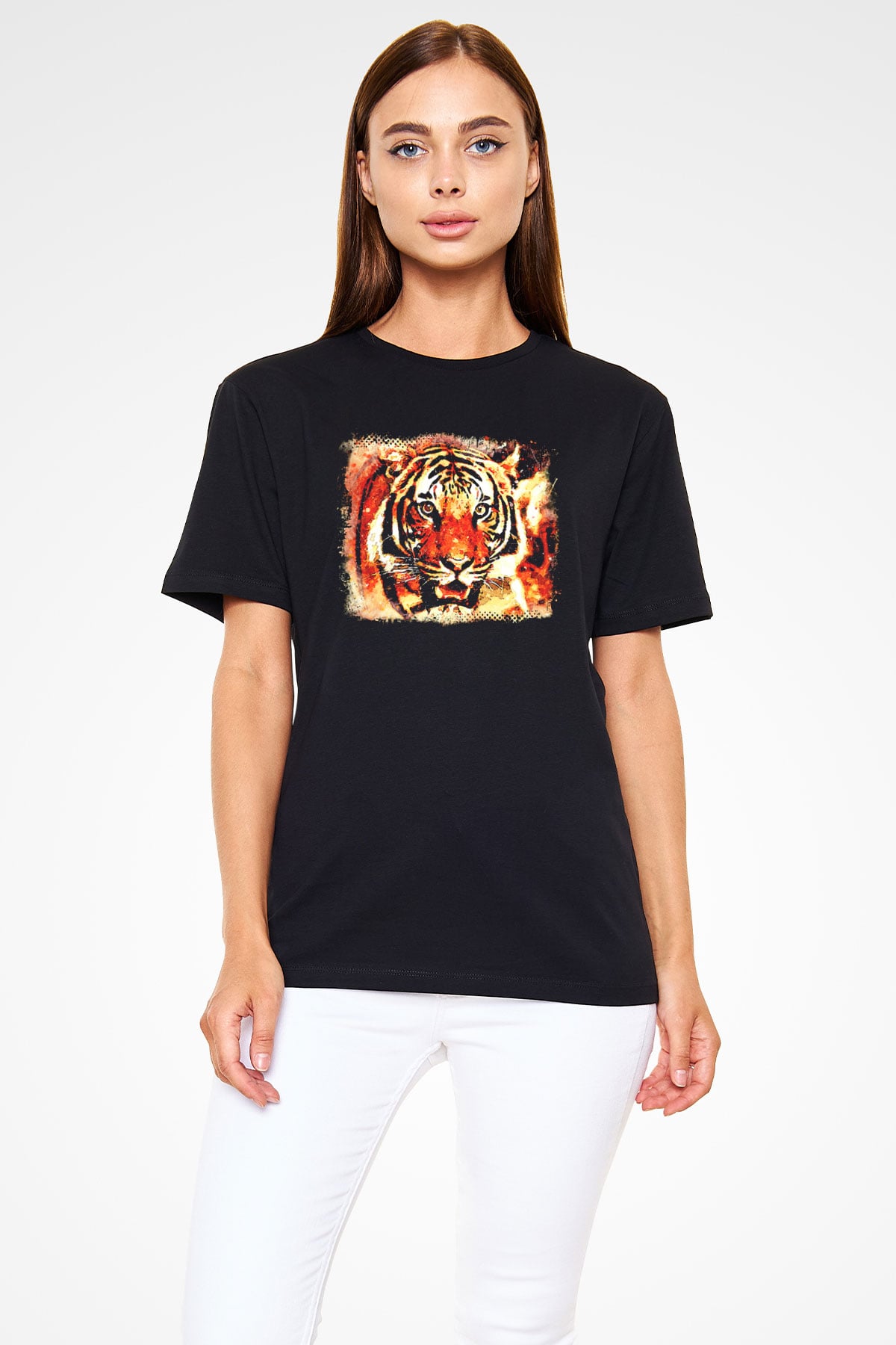 Kaplan Siyah Unisex Tişört T-Shirt - TişörtFabrikası
