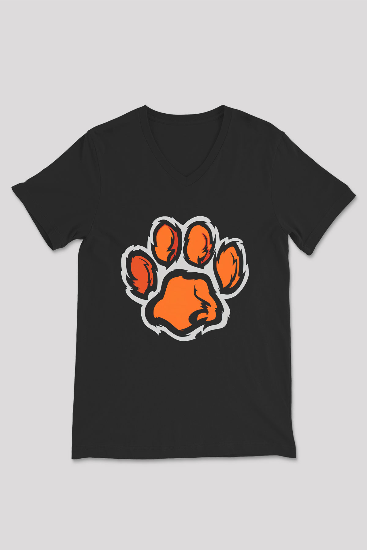 Kaplan Siyah Unisex V Yaka Tişört T-Shirt