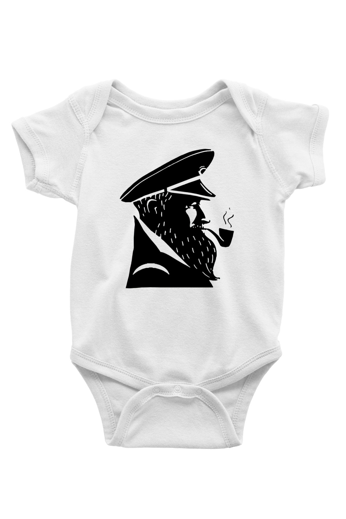 Kaptan Baskılı Beyaz Unisex Bebek Body - Zıbın