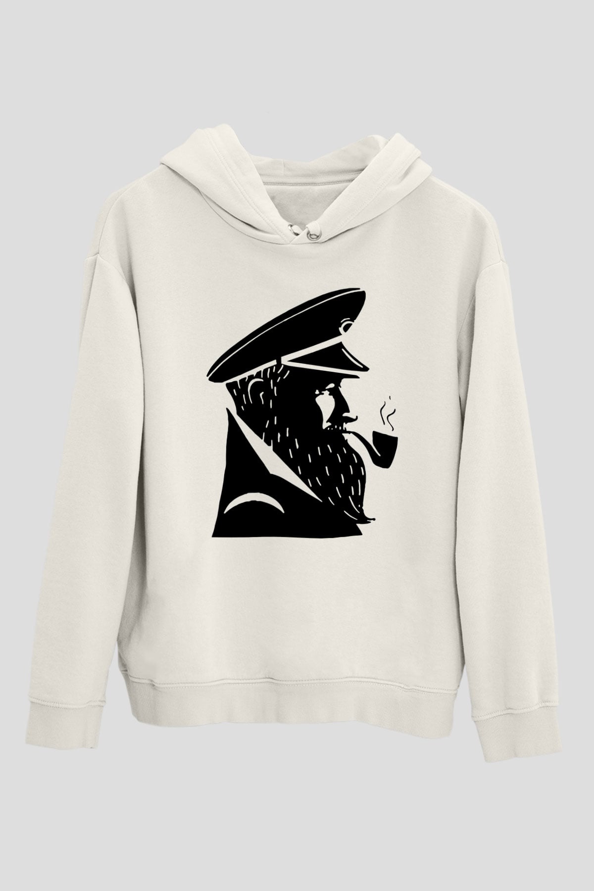 Kaptan Beyaz Unisex Hoodie