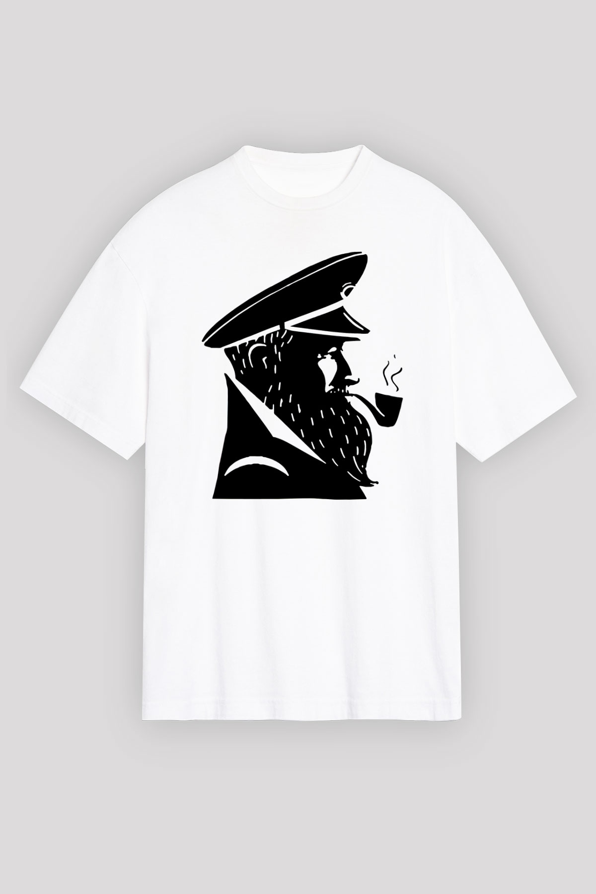 Kaptan Beyaz Unisex Oversize Tişört T-Shirt