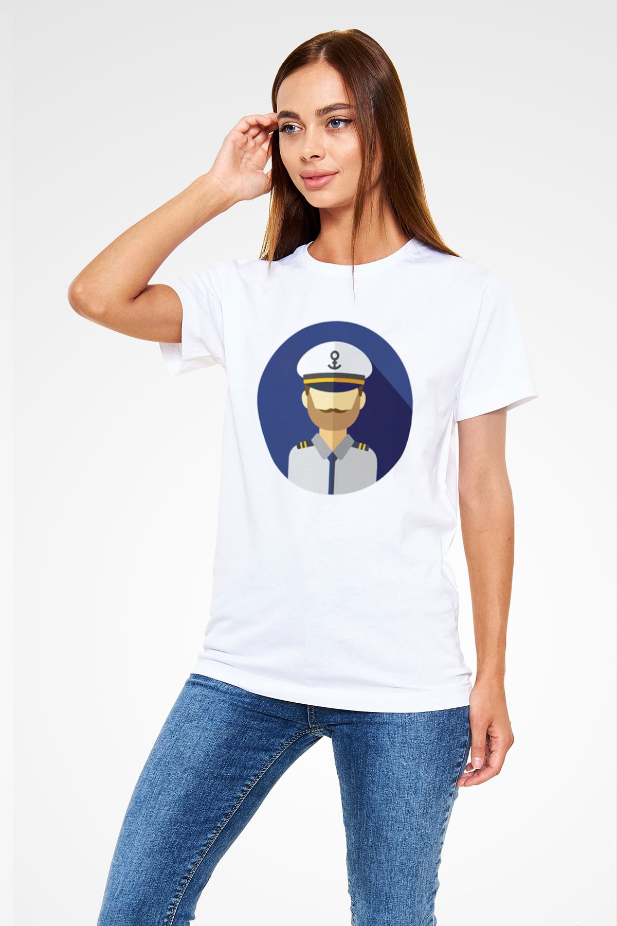 Kaptan Beyaz Unisex Tişört T-Shirt - TişörtFabrikası