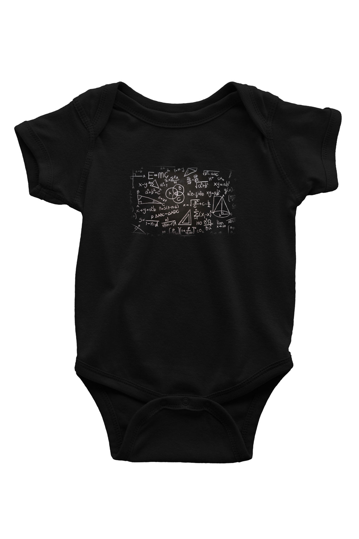 Kara Tahta Fizik Denklemleri Baskılı Unisex Siyah Bebek Body - Zıbın