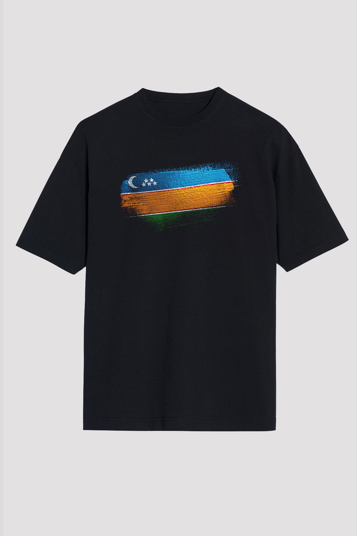 Karakalpakistan - Karakalpakstan Bayrağı Baskılı Unisex Siyah Oversize Tişört