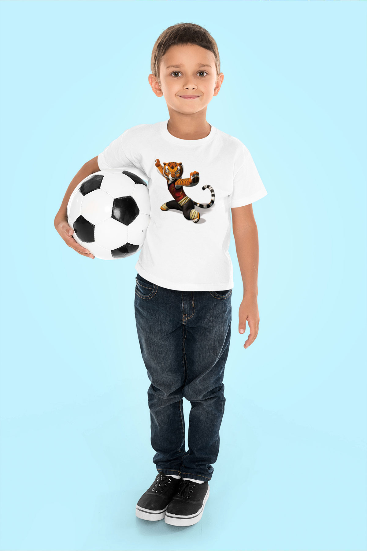 Karate Baskılı Beyaz Unisex Çocuk Tişört