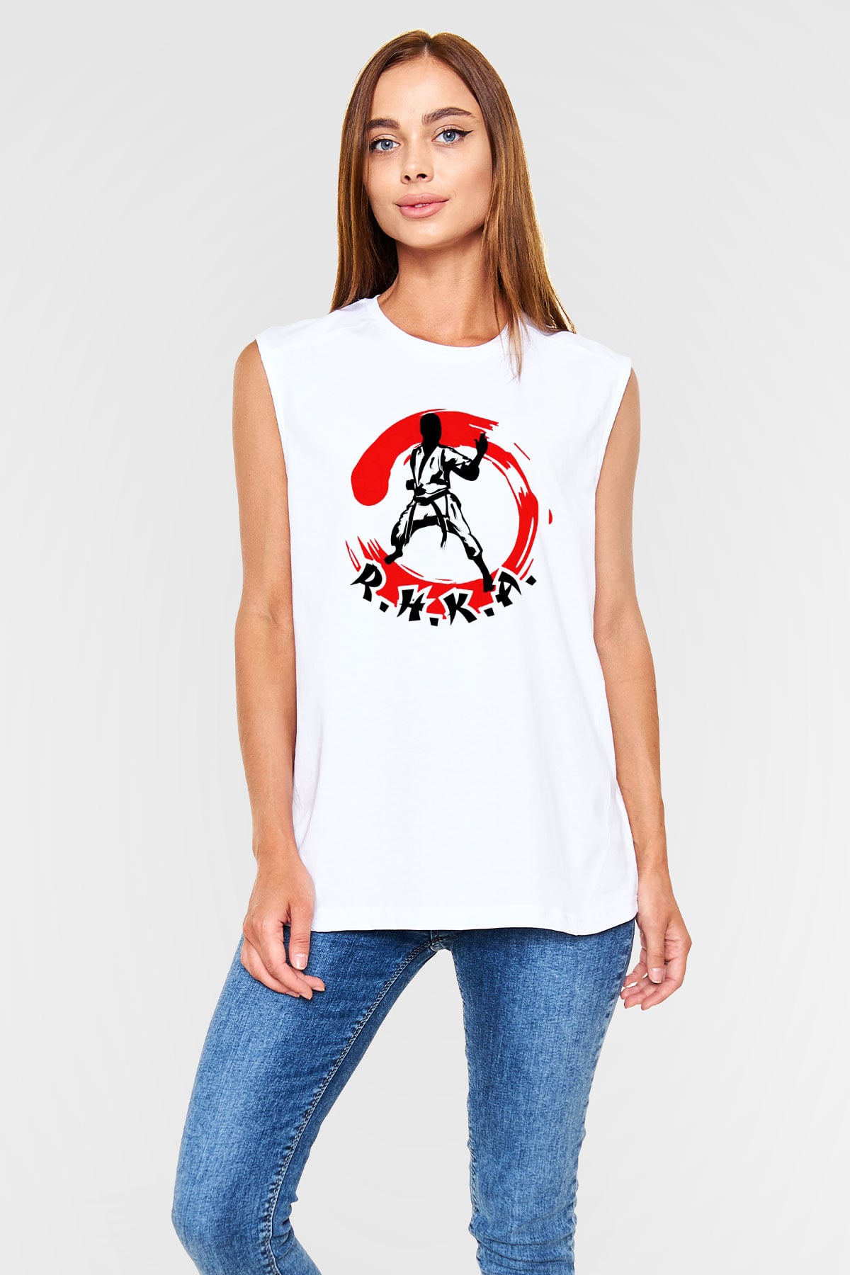 Karate Beyaz Unisex Kolsuz Tişört
