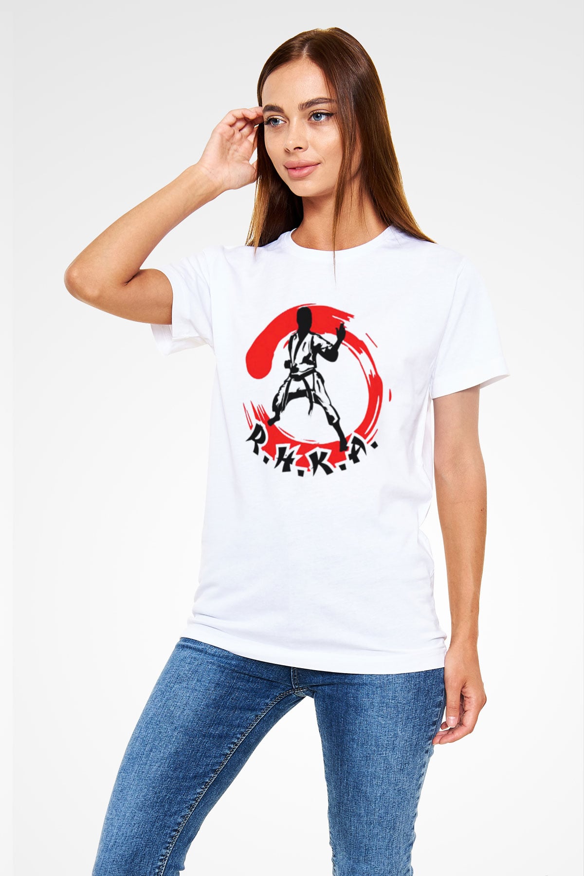 Karate Beyaz Unisex Tişört T-Shirt - TişörtFabrikası