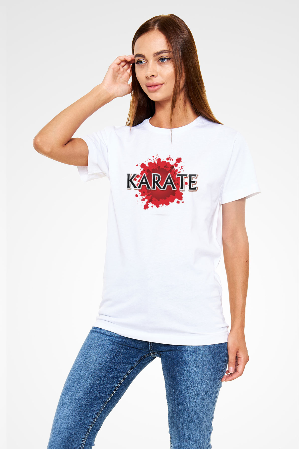 Karate Beyaz Unisex Tişört T-Shirt - TişörtFabrikası
