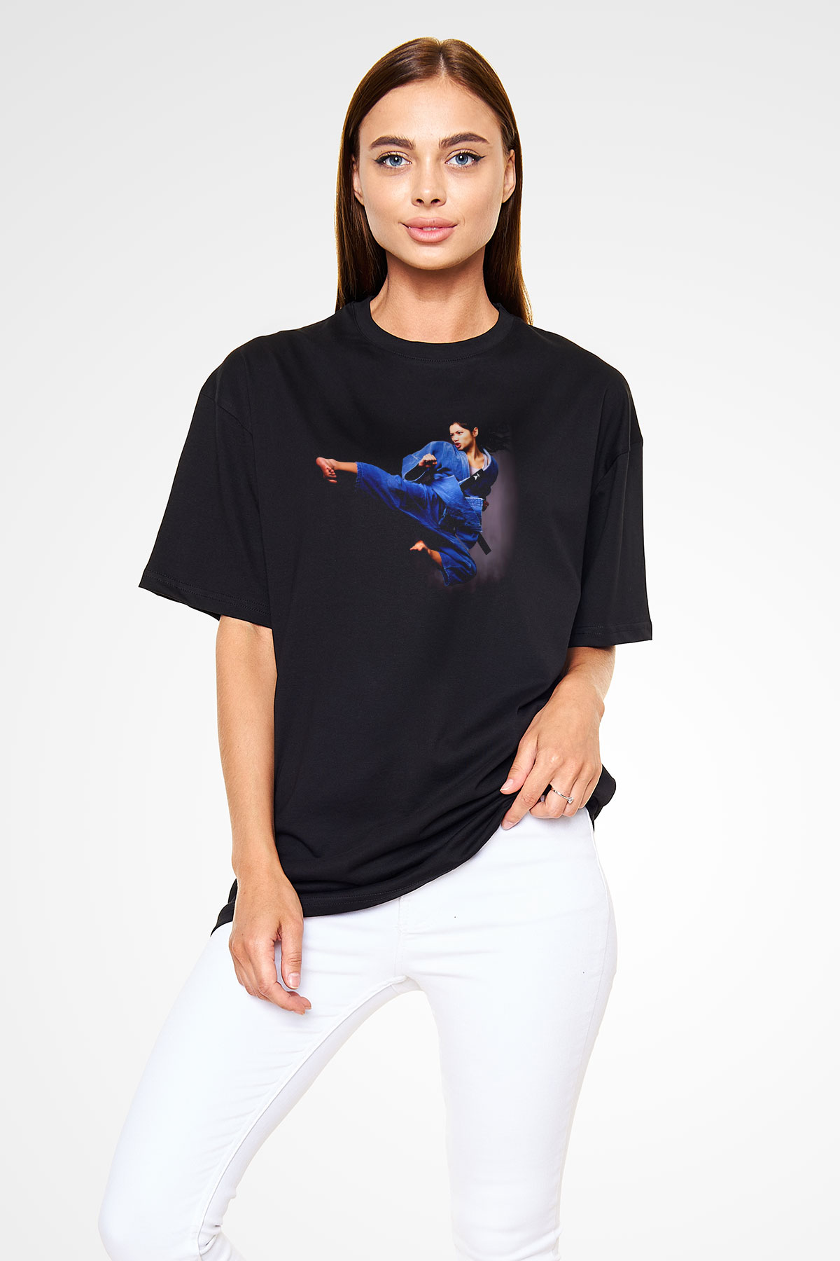 Karate Siyah Unisex Oversize Tişört T-Shirt