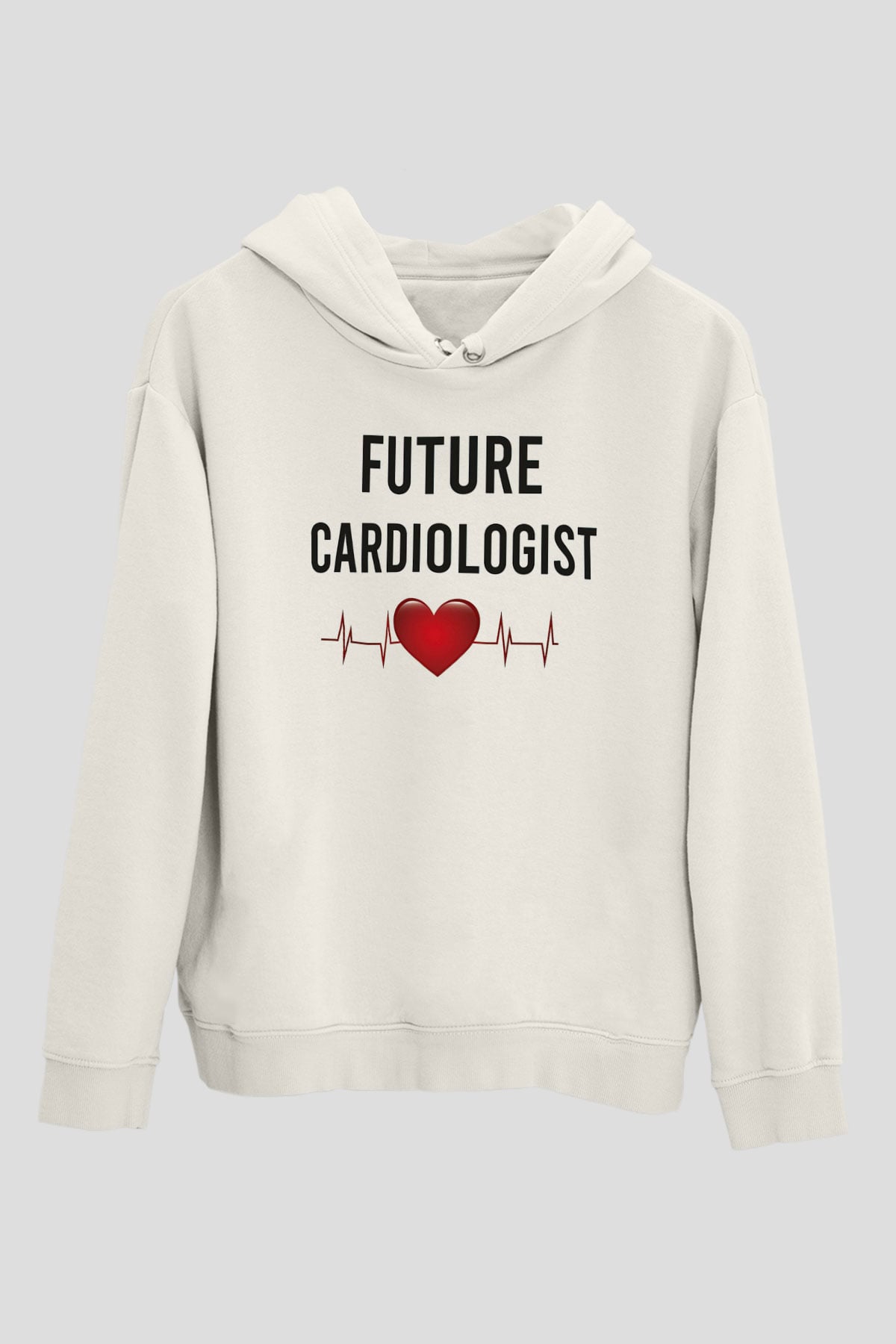 Kardiyolog Beyaz Unisex Kapüşonlu Sweatshirt