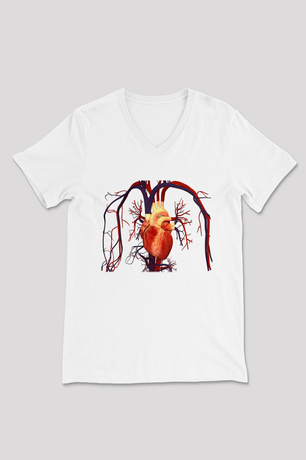 Kardiyolog Beyaz Unisex V Yaka Tişört T-Shirt