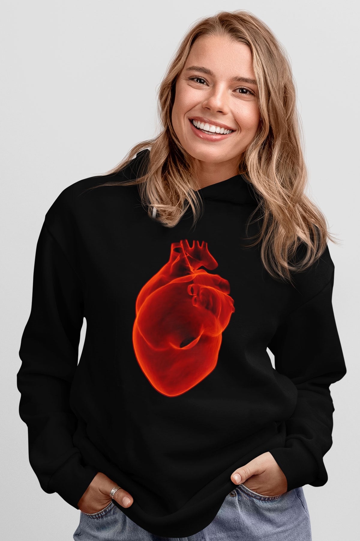 Kardiyolog Siyah Unisex Kapşonlu Sweatshirt