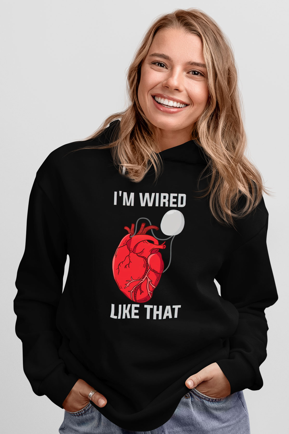 Kardiyolog Siyah Unisex Kapüşonlu Sweatshirt