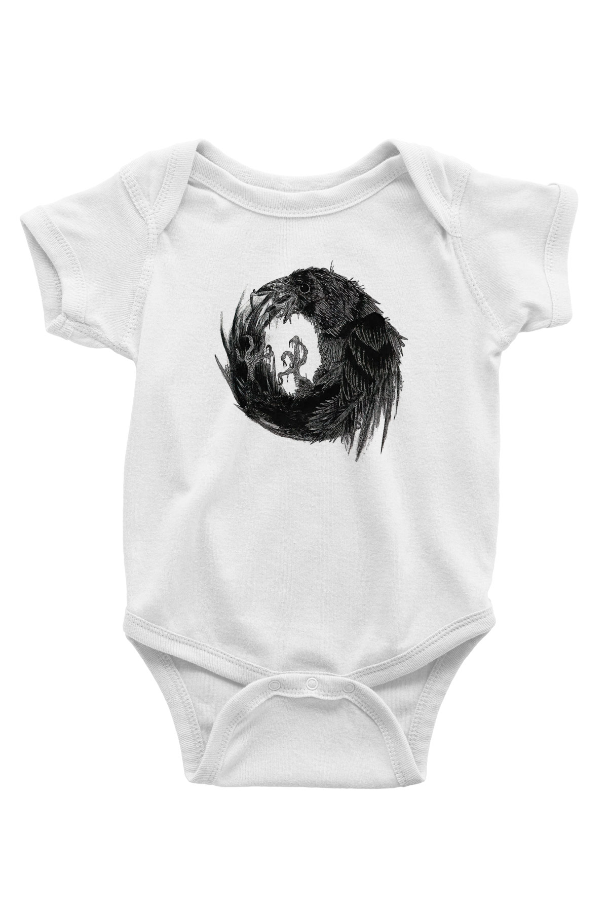 Karga Baskılı Beyaz Unisex Bebek Body - Zıbın