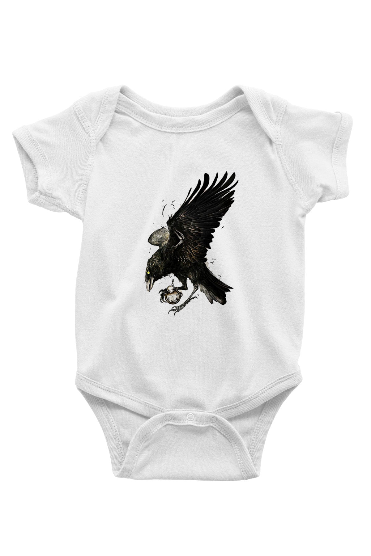 Karga Baskılı Beyaz Unisex Bebek Body - Zıbın