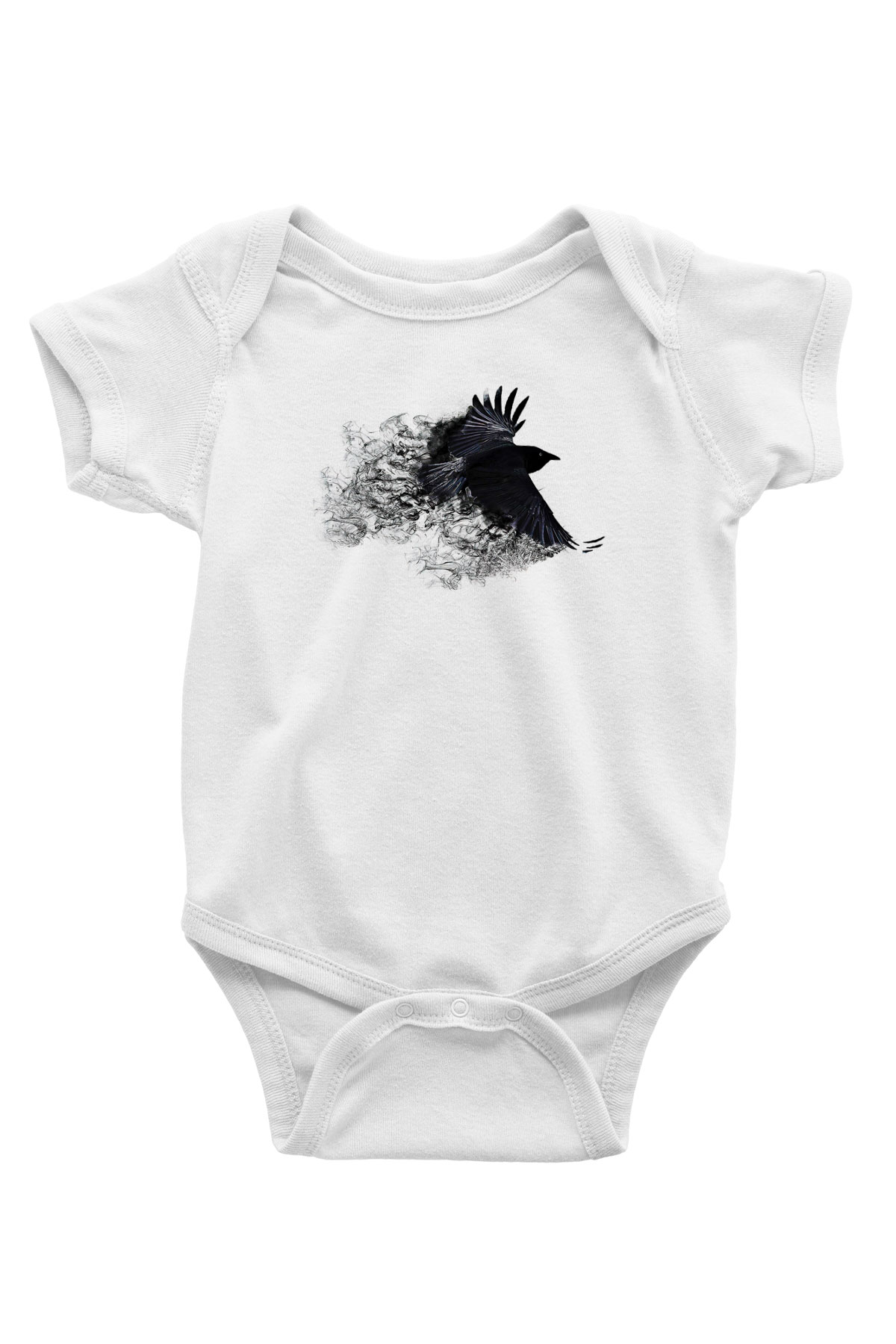 Karga Baskılı Beyaz Unisex Bebek Body - Zıbın