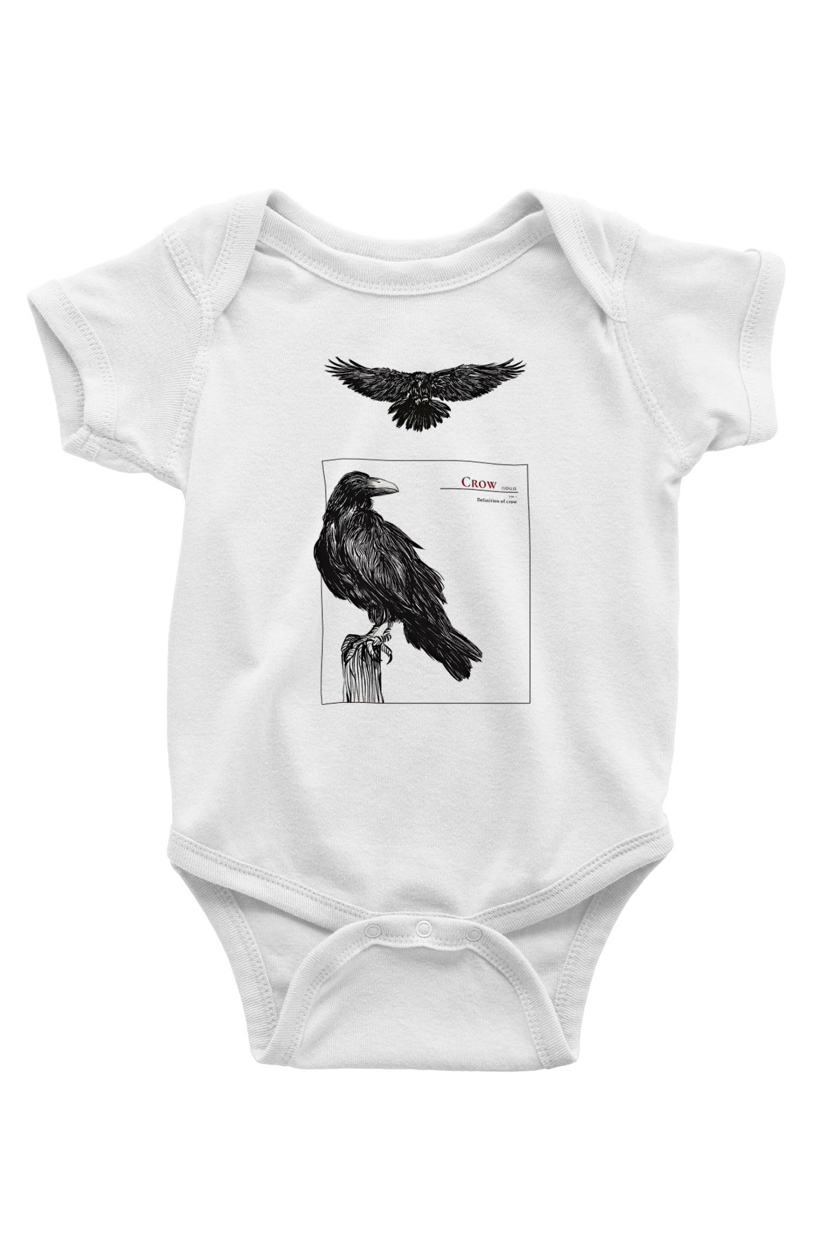 Karga Baskılı Beyaz Unisex Bebek Body - Zıbın