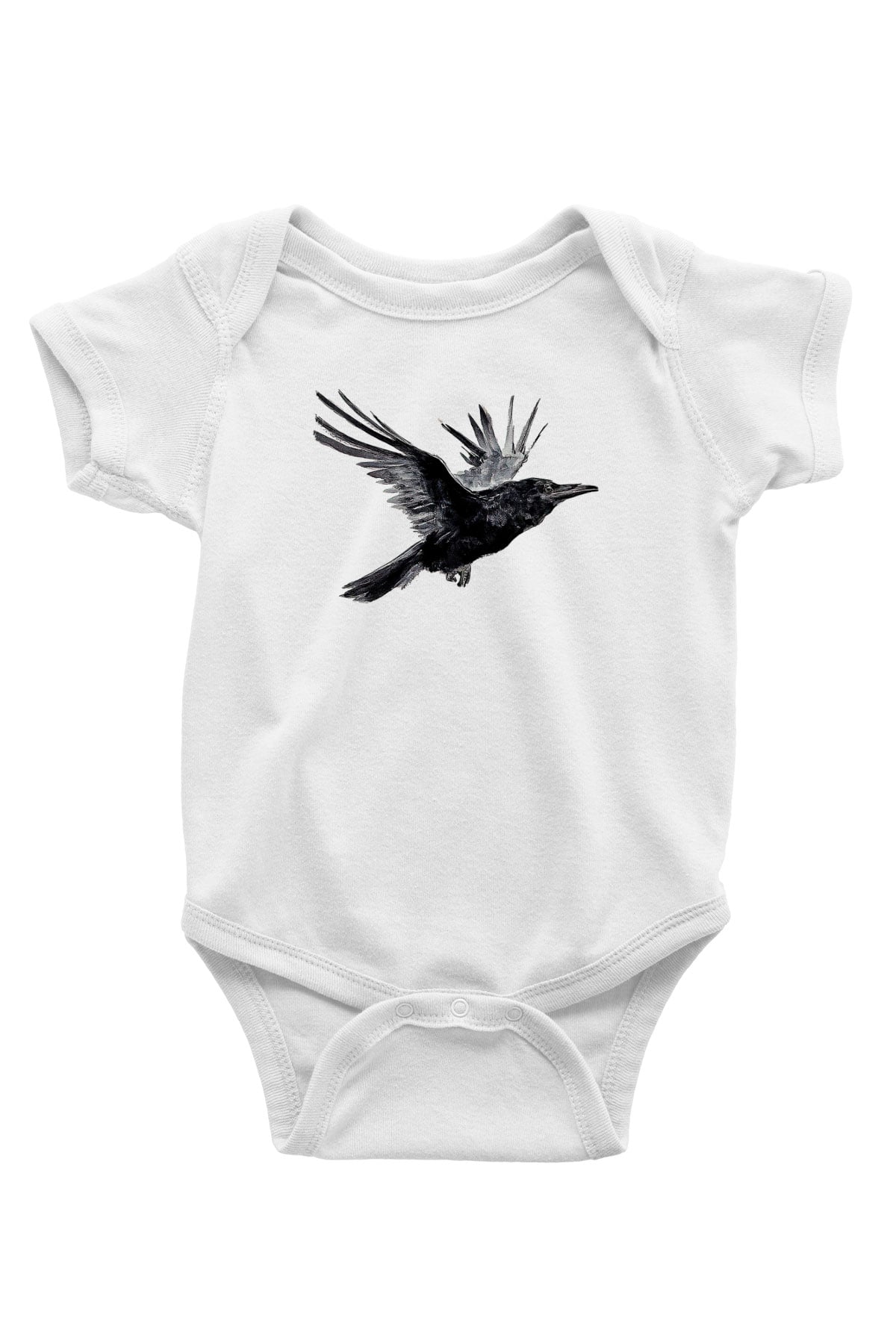 Karga Baskılı Beyaz Unisex Bebek Body - Zıbın