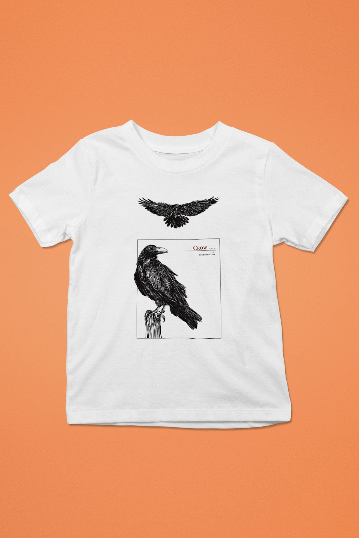Karga Baskılı Beyaz Unisex Beyaz Çocuk Tişört - Tshirt