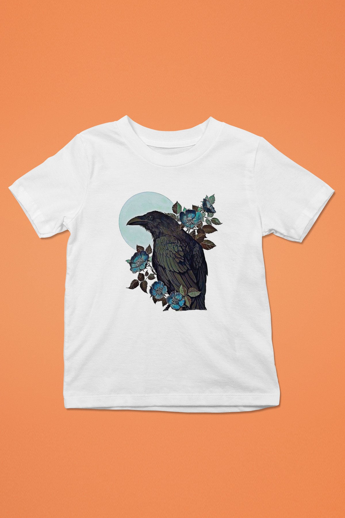 Karga Baskılı Beyaz Unisex Beyaz Çocuk Tişört - Tshirt