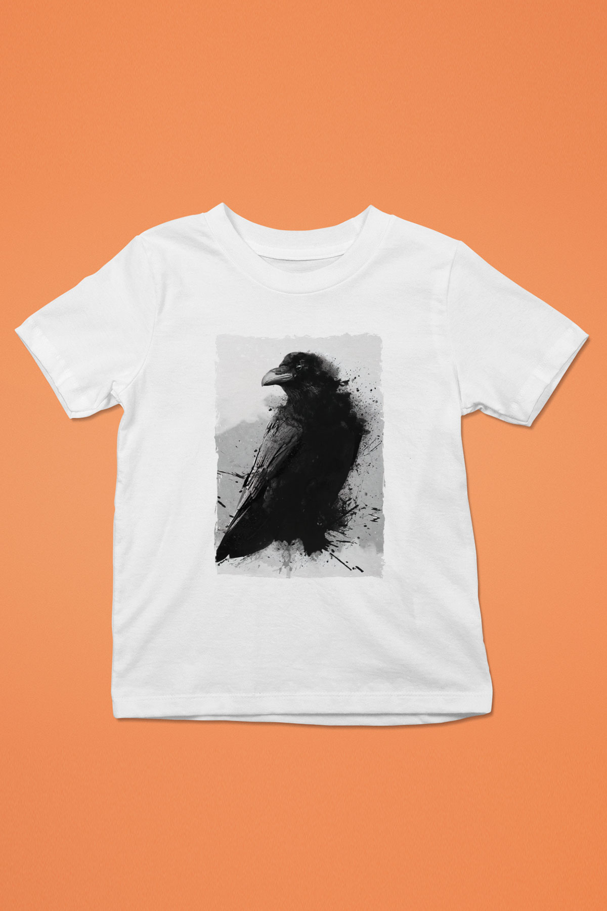 Karga Baskılı Unisex Beyaz  Çocuk Tişört