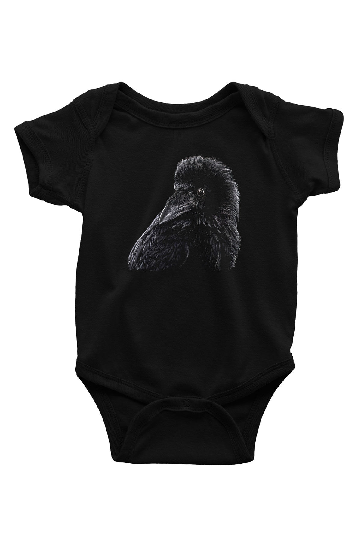 Karga Baskılı Unisex Siyah Bebek Body - Zıbın