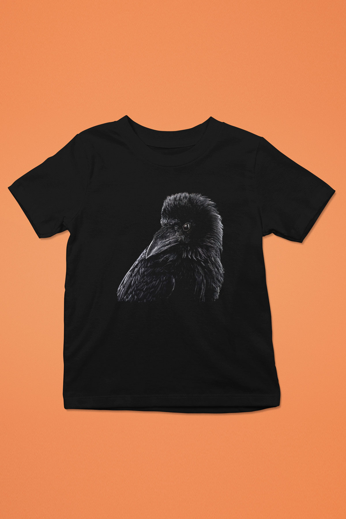 Karga Baskılı Unisex Siyah Çocuk Tişört - Tshirt