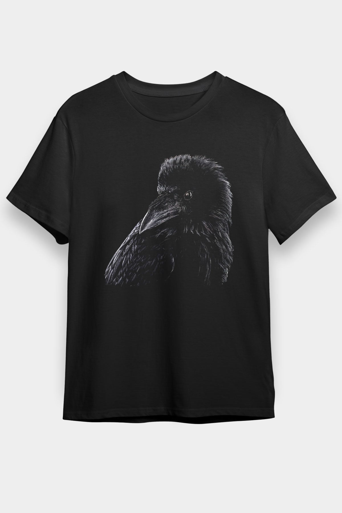 Karga Baskılı Unisex Siyah Tişört - Tshirt