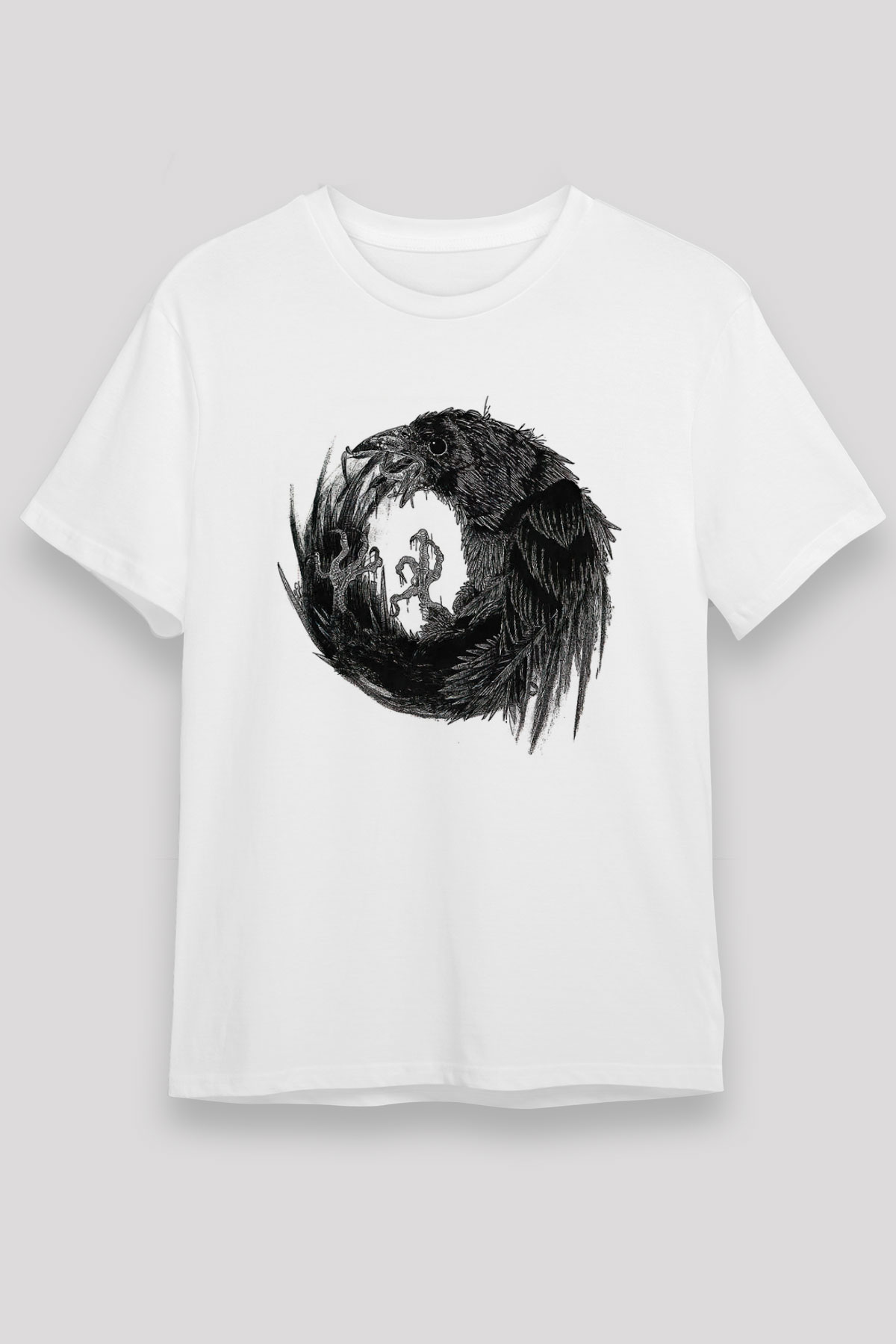 Karga Unisex Baskılı Beyaz Tişört - Tshirt