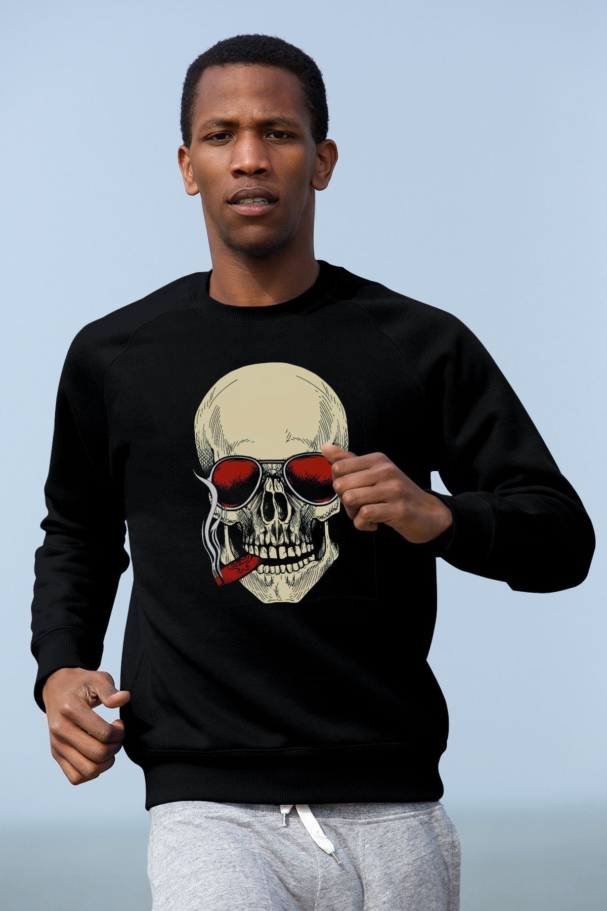 Karizma Kuru Kafa Baskılı Unisex Siyah  Sweatshirt