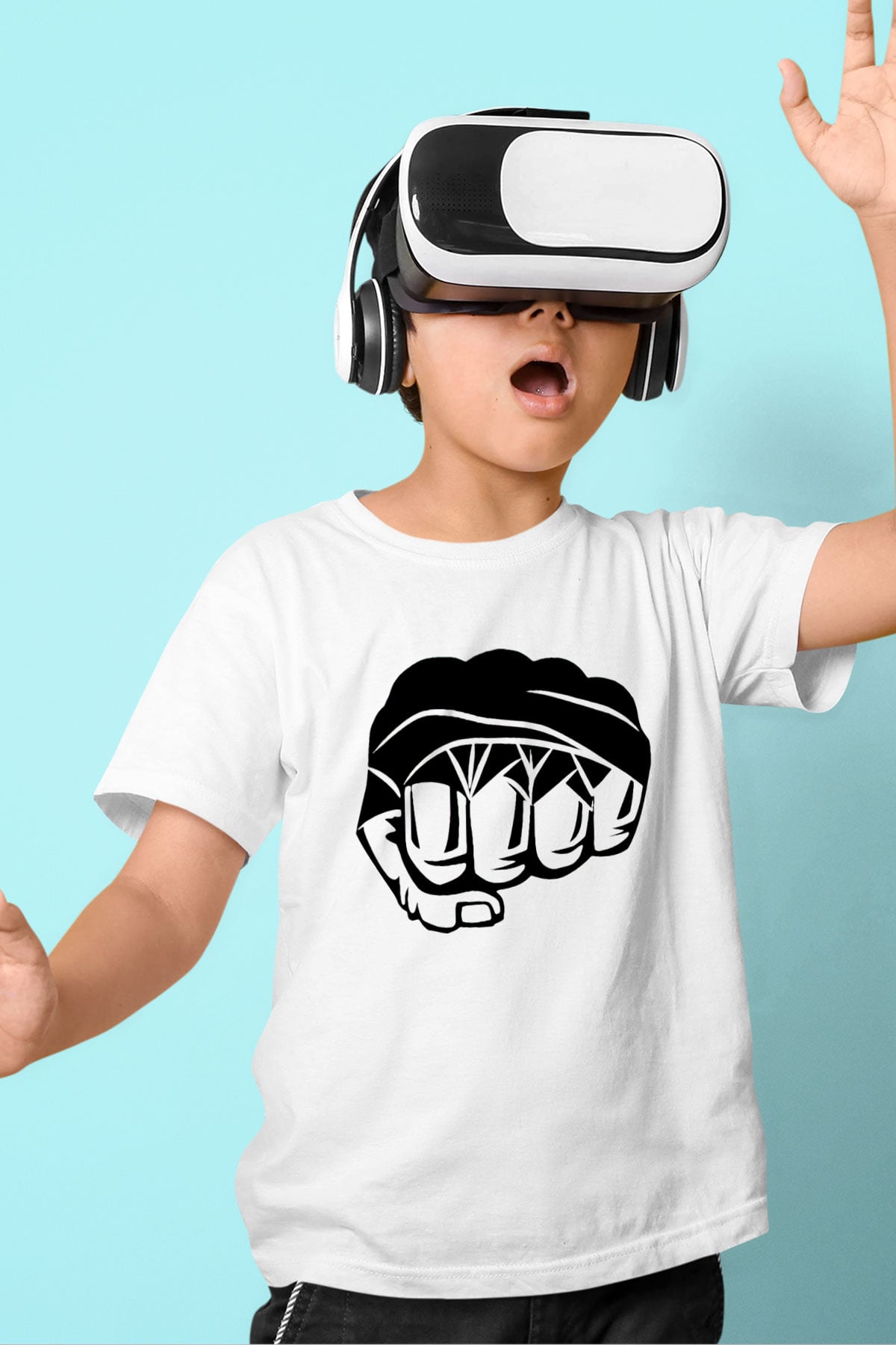 Karma dövüş sanatları Baskılı Beyaz Unisex Çocuk Tişört