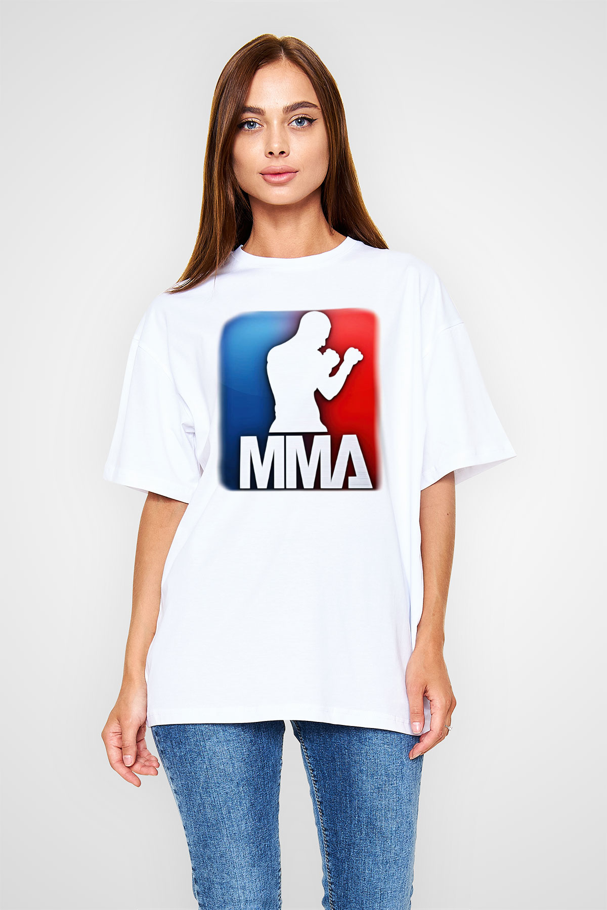 Karma dövüş sanatları Beyaz Unisex Oversize Tişört T-Shirt