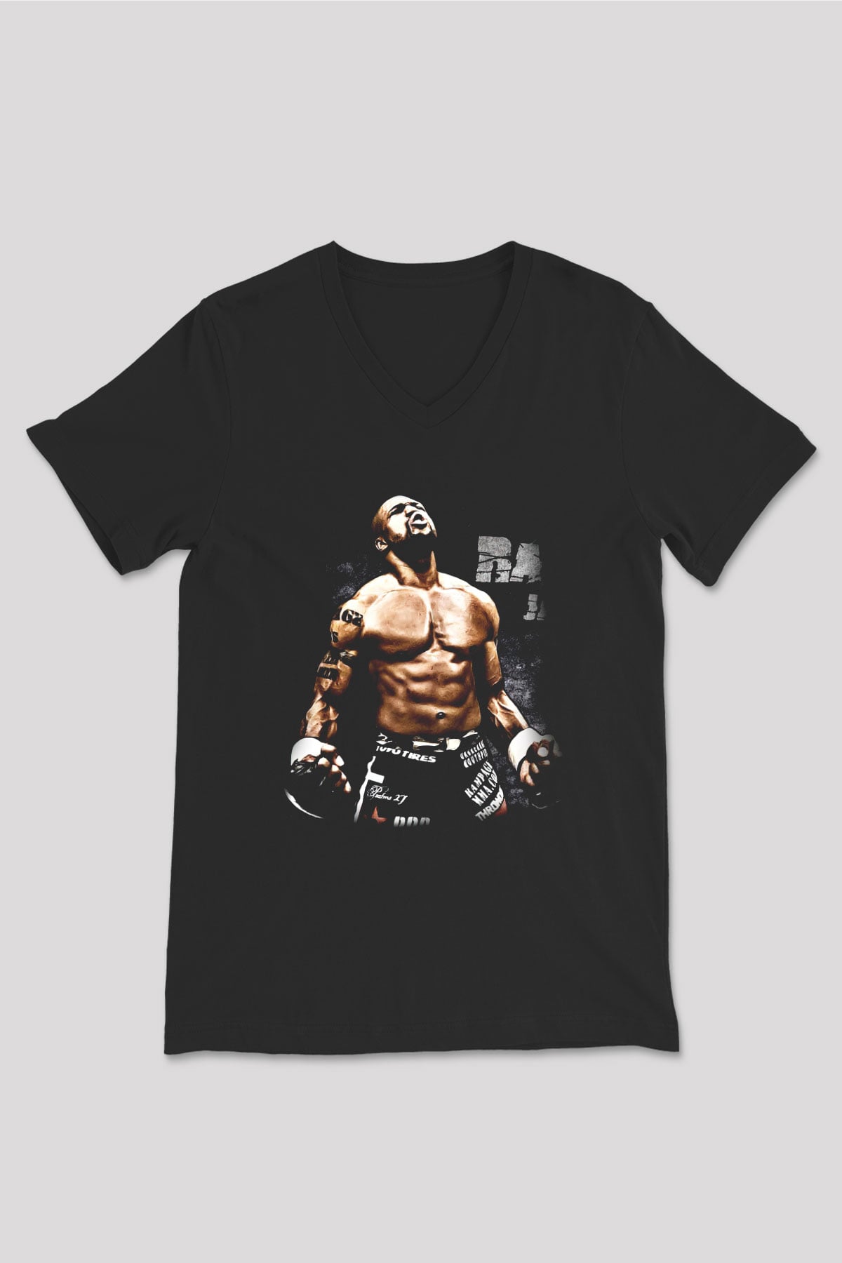 Karma dövüş sanatları Siyah Unisex V Yaka Tişört T-Shirt