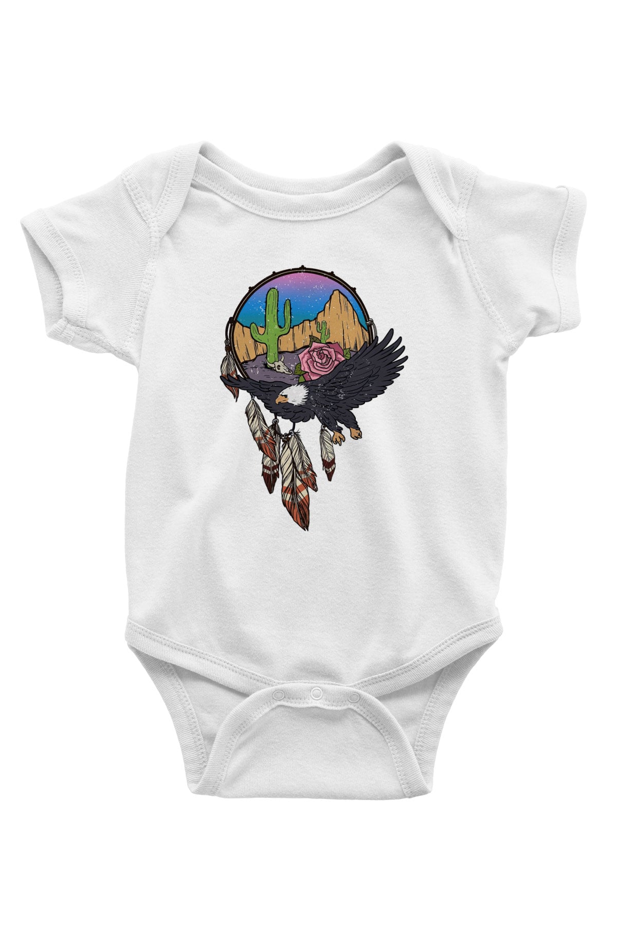 Kartal Baskılı Beyaz Unisex Bebek Body - Zıbın