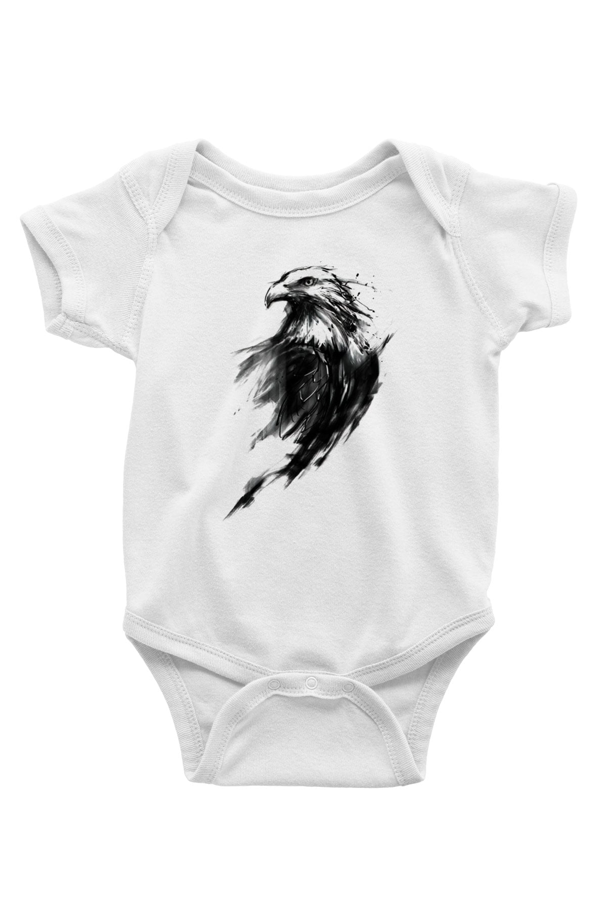 Kartal Baskılı Beyaz Unisex Bebek Body - Zıbın